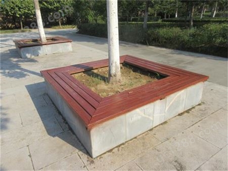 小区公园定制菠萝格四方树池坐凳 户外防腐木围树椅