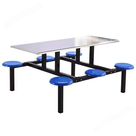 学校食堂餐桌椅不锈钢4/6/8人位员工连体餐桌椅组合工厂饭堂桌椅