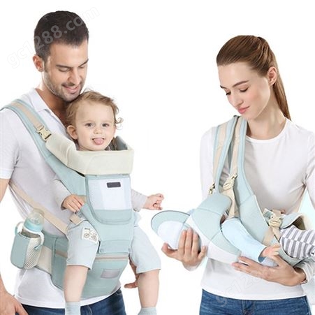 四季通用前抱横抱式婴儿背带收纳多功能宝宝腰凳纯棉双肩坐凳背袋
