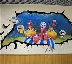  3D海底墙绘  卡通动漫 儿童乐园  幼儿园彩绘壁画