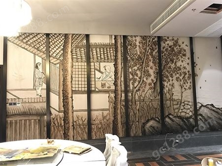 餐厅墙体彩绘 墙体彩绘案例  欢迎墙绘  怀旧主题墙绘  农村墙围画
