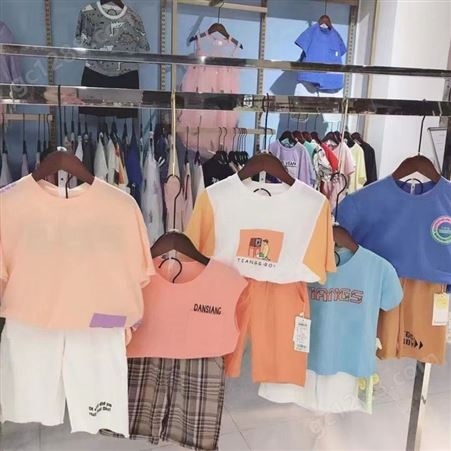 田果果2022韩版童装夏季短袖儿童T恤圆领 时尚品牌折扣童装批fa
