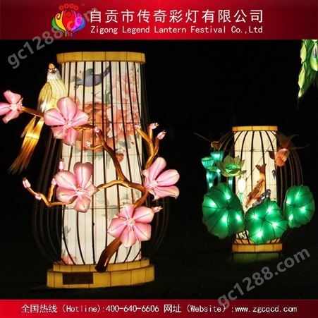 节庆节日氛围营造亮化装饰织布LED花灯丝绸类彩灯