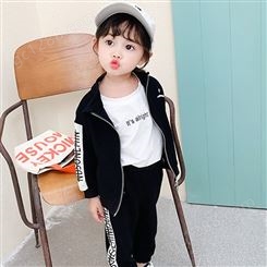 广州童装批发市场2020秋季新品纯色童套装 休闲时尚运动套装