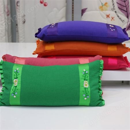 韩式绣花枕 长方形荞麦枕头健康护颈枕送礼佳品颈椎保健枕