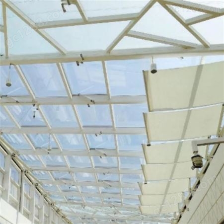 阳光房商场采光顶玻璃顶遮阳帘 电动内遮阳天棚帘