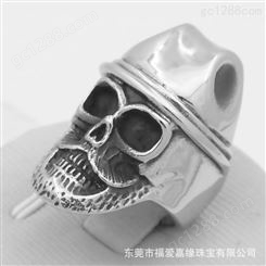 中国台湾朋克夸张款大量定制 创意机加工 钛钢猴王骷髅头潮戒指